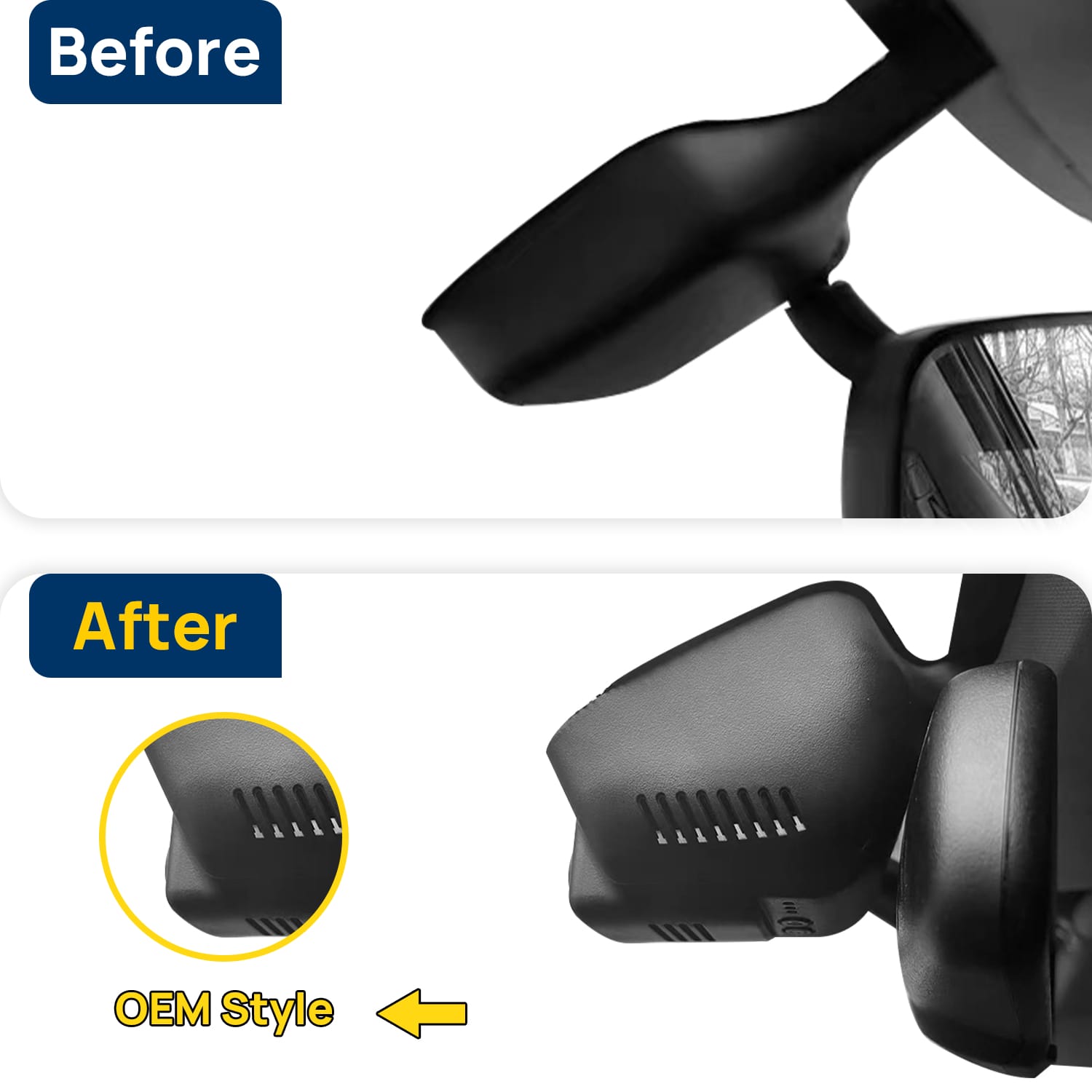 Vorher-Nachher Vergleich: Xplywi 1080P Frontkamera Dashcam Kompatibel mit Haval H6 2014-2018, diskrete OEM-Installation