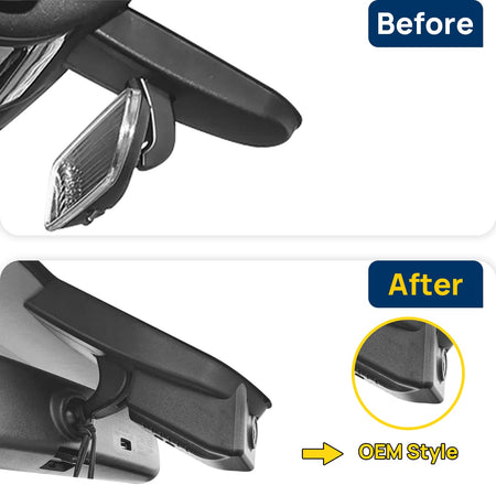 Vorher-Nachher Vergleich: Xplywi 1080P Frontkamera Dashcam Kompatibel mit JETOUR X70 Pro Plus 2020-2025, diskrete OEM-Installation