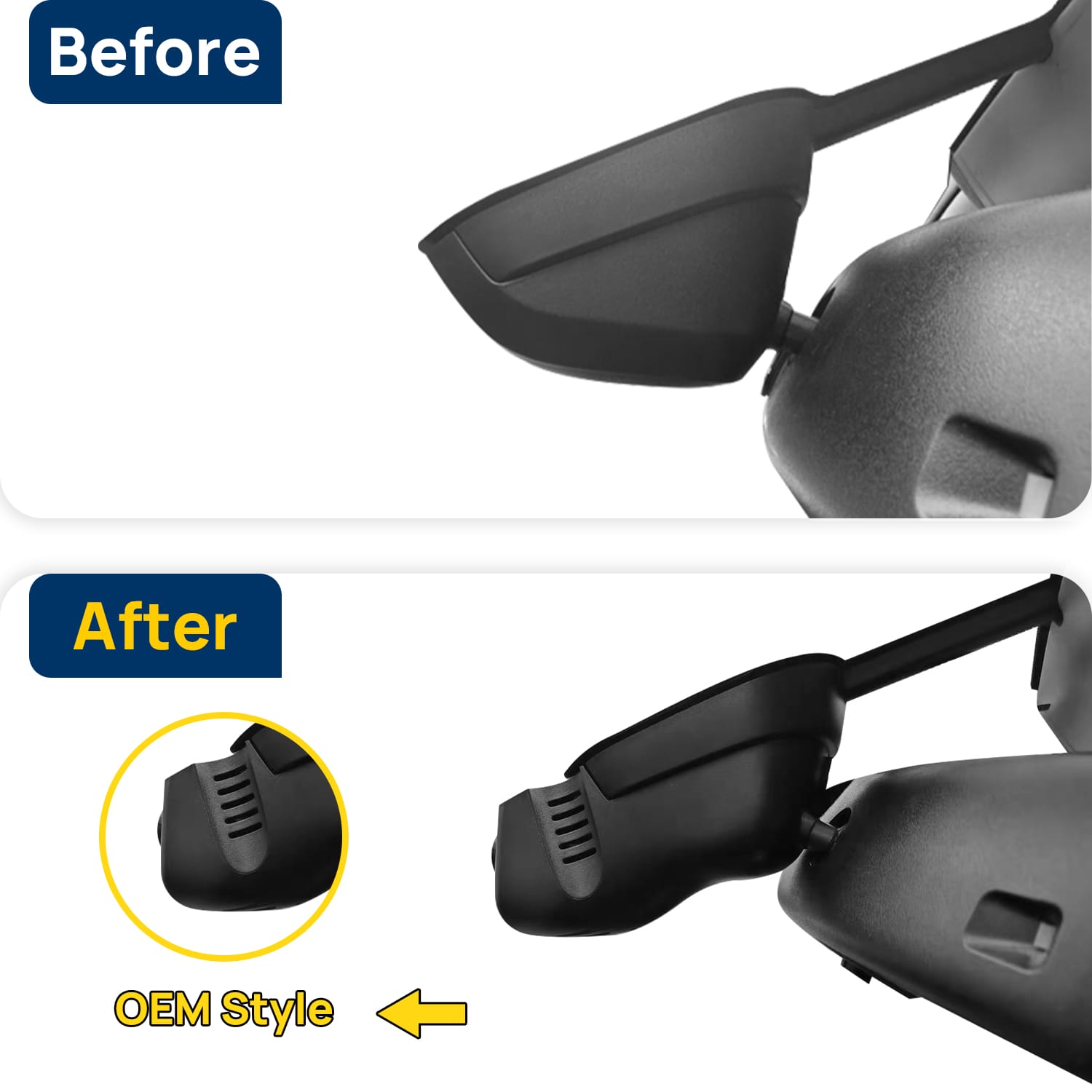 Vorher-Nachher Vergleich: Xplywi 2K Frontkamera Dashcam Kompatibel mit Volkswagen Touareg 2010-2018, diskrete OEM-Installation