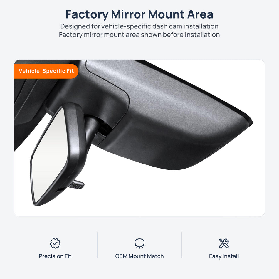 Factory mirror mount area for Lexus RZ dash cam installation