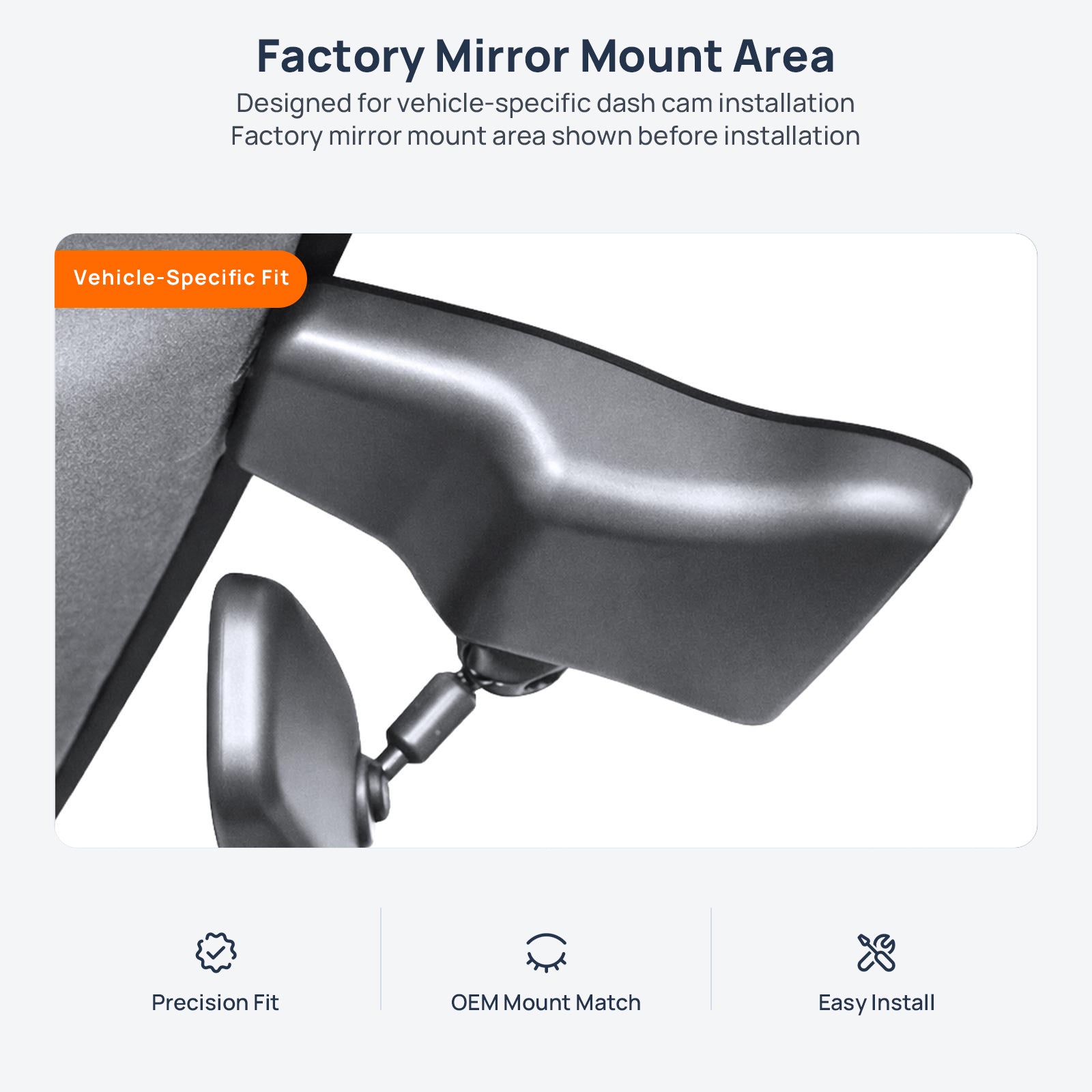 Factory mirror mount area for Hyundai Elantra N CN7 dash cam installation