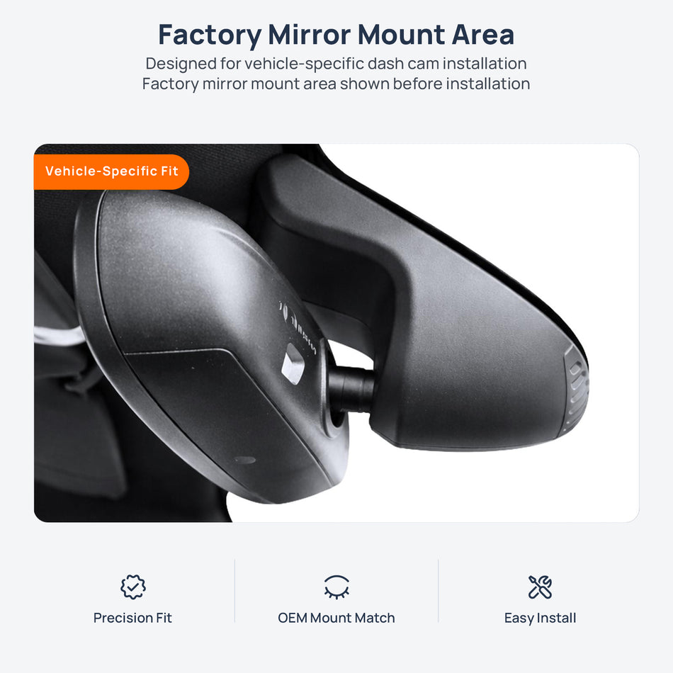 Factory mirror mount area for MINI Hatch (High Trim) F55/F56/F57 dash cam installation