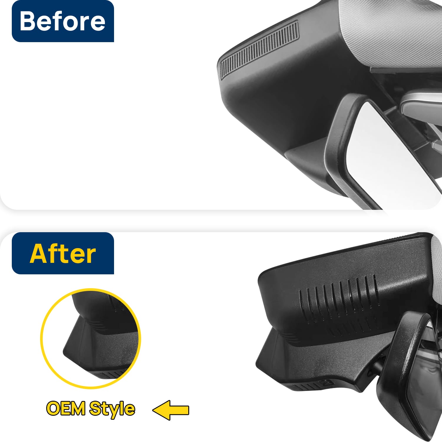 Vorher-Nachher Vergleich: Xplywi 4K/1080P Doppel Dashcam Autokamera Kompatibel mit Hongqi H9 2024, diskrete OEM-Installation