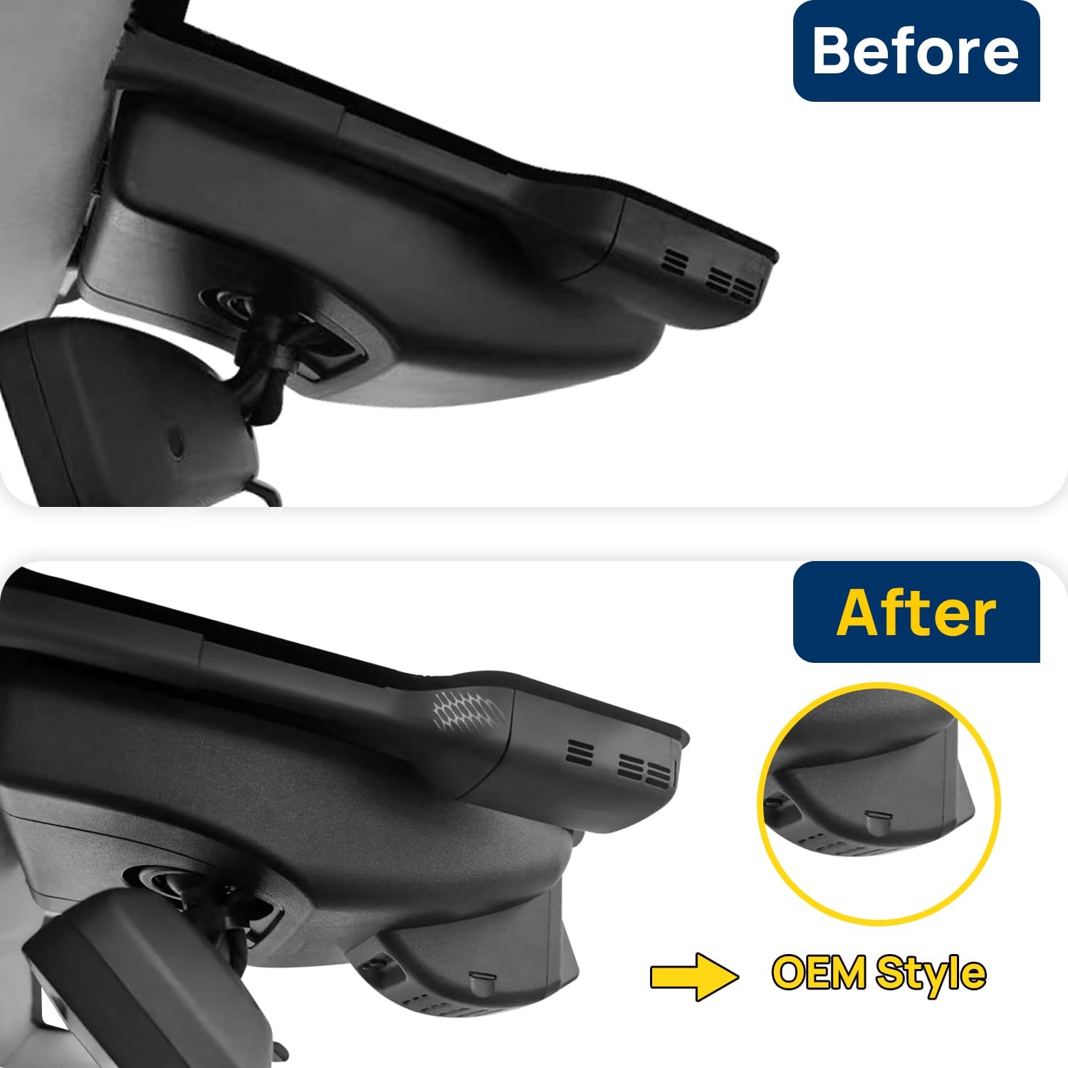 Vorher-Nachher Vergleich: Xplywi 1080P Frontkamera Dashcam Kompatibel mit Toyota Alphard Vellfire (AH30) 2018-2022, diskrete OEM-Installation