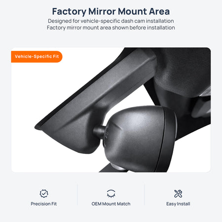 Factory mirror mount area for BMW 3 Series F30/F31 dash cam installation