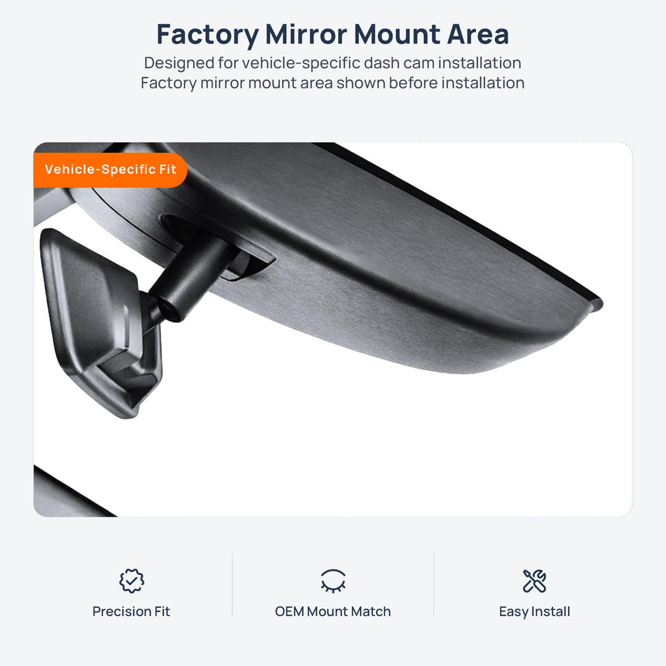 Factory mirror mount area for Toyota Granvia XL40 dash cam installation
