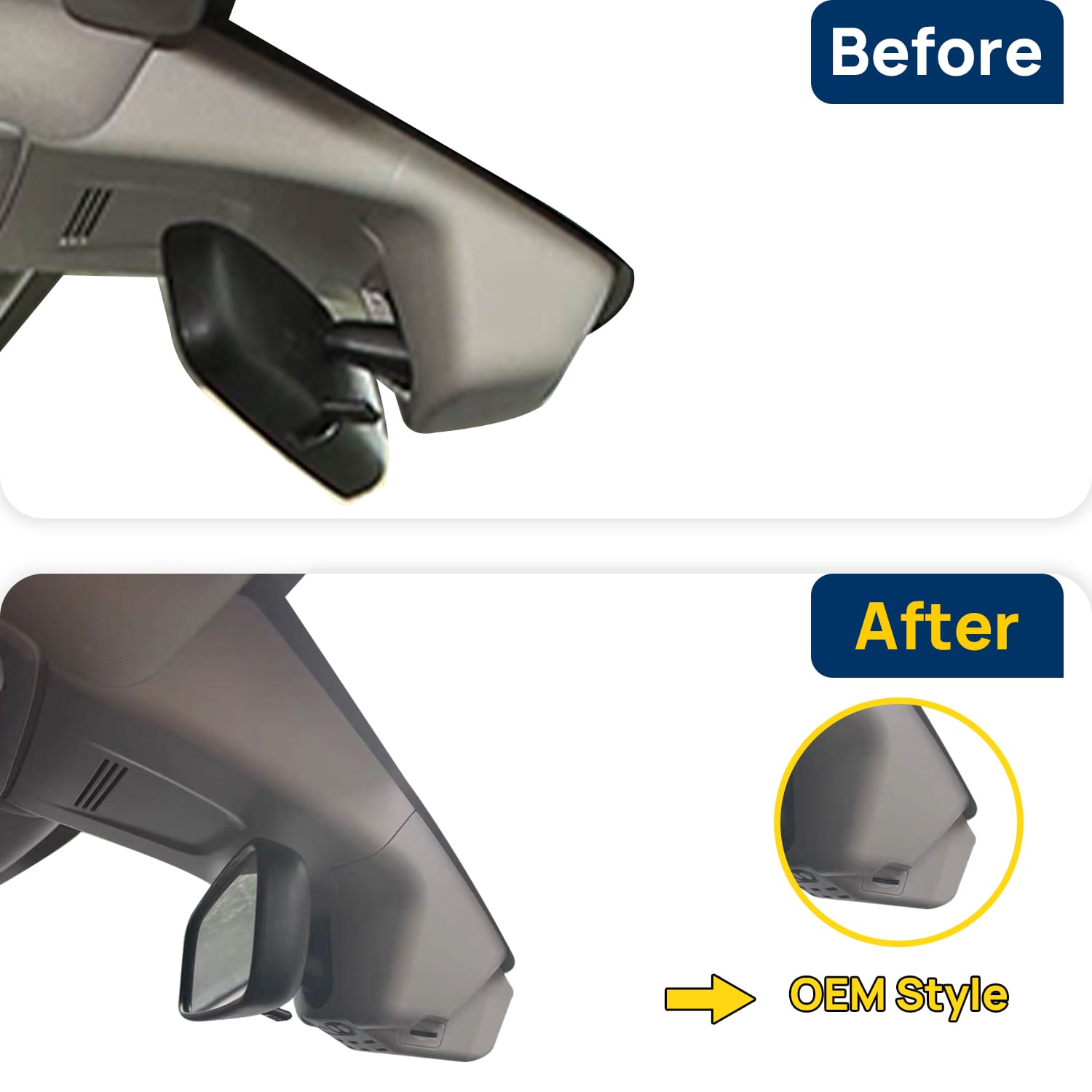 Vorher-Nachher Vergleich: Xplywi 4K/1080P Doppel Dashcam Autokamera Kompatibel mit Honda CR-V 2023-2025, diskrete OEM-Installation