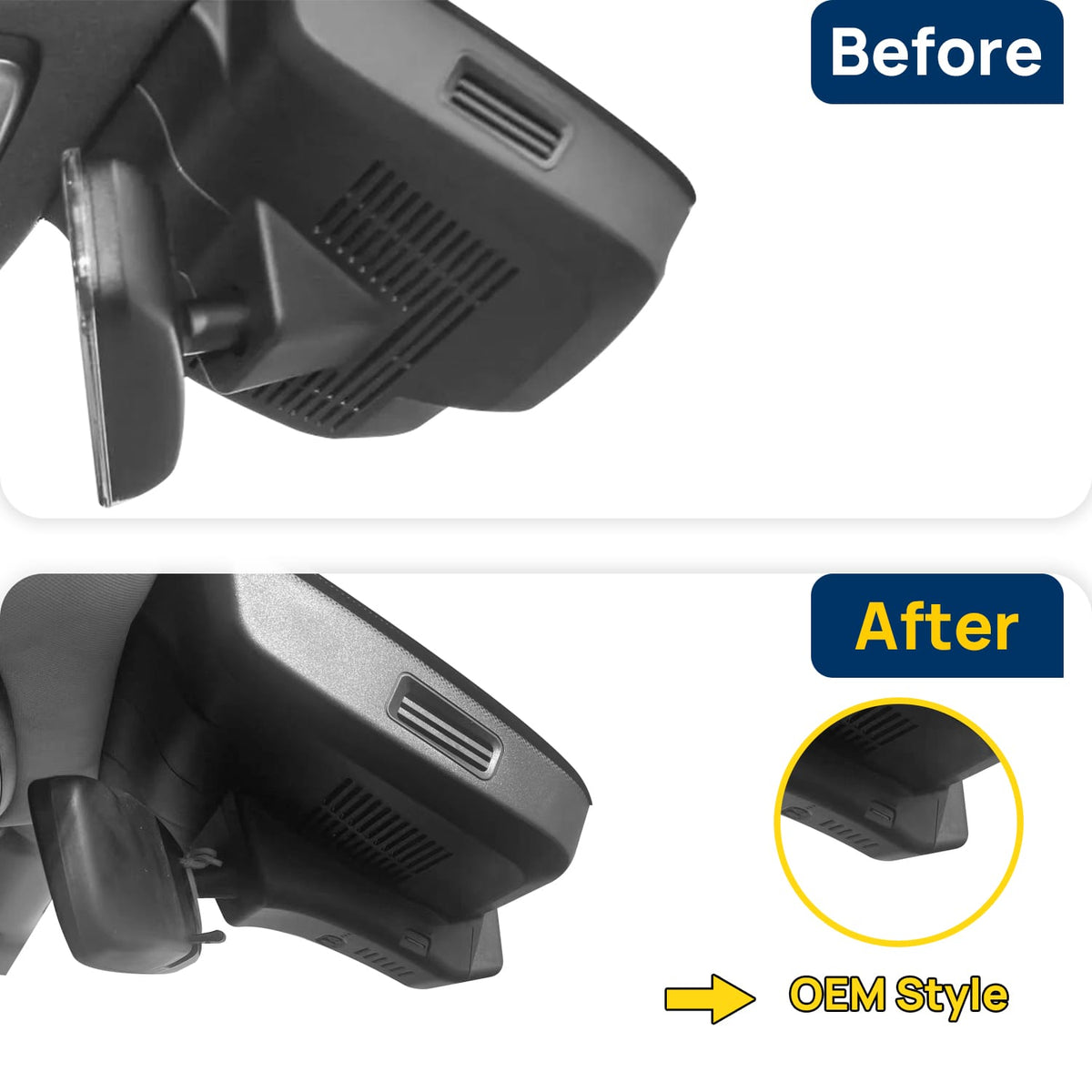 Vorher-Nachher Vergleich: Xplywi 1080P Frontkamera Dashcam Kompatibel mit Geely Tugella Knewstar 001 Xingyue S FY11 2021, diskrete OEM-Installation