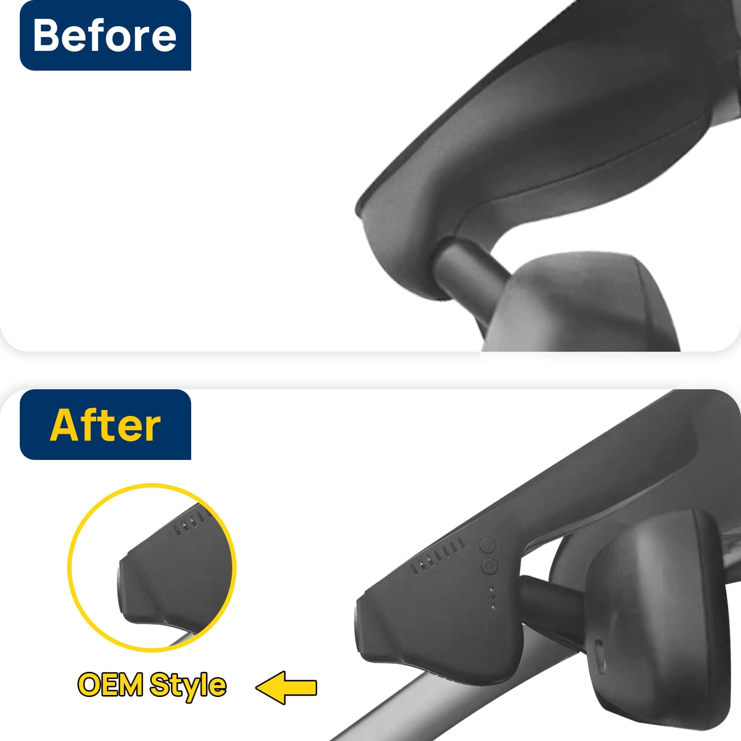 Vorher-Nachher Vergleich: Xplywi 2K Frontkamera Dashcam Kompatibel mit Infiniti QX50 QX70 EX EX25 EX37 EX35 FX FX35 FX37 FX50 2007-2017, diskrete OEM-Installation