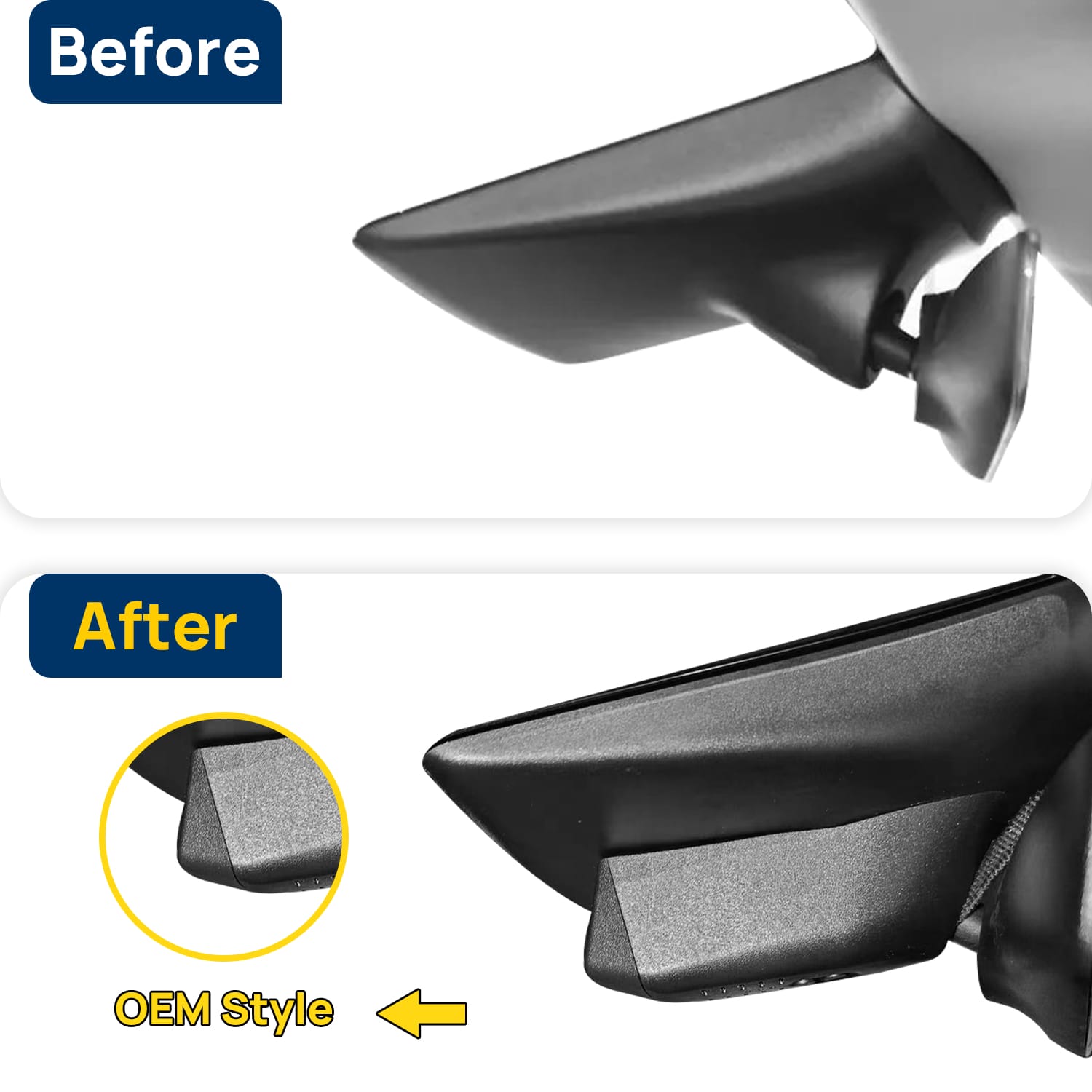 Vorher-Nachher Vergleich: Xplywi 1080P Frontkamera Dashcam Kompatibel mit Tesla Model 3 2017-2024, diskrete OEM-Installation