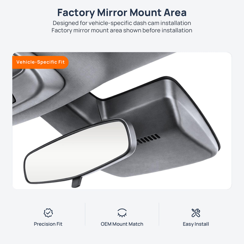 Factory mirror mount area for Buick Velite 6 EV dash cam installation