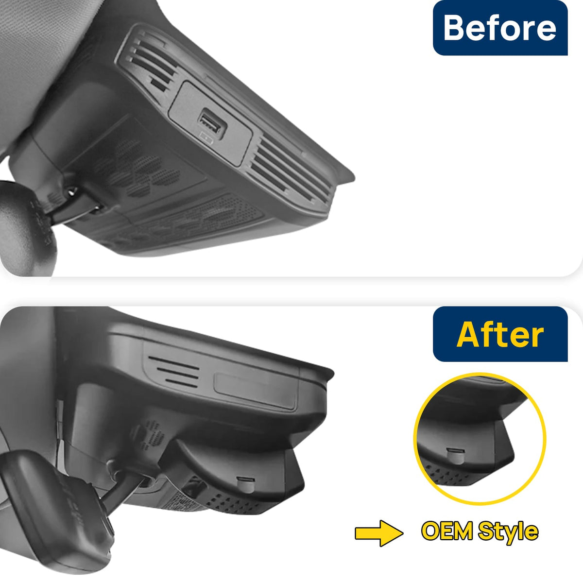 Vorher-Nachher Vergleich: Xplywi 2K Frontkamera Dashcam Kompatibel mit Chery Tiggo 8 Max 2023 2024, diskrete OEM-Installation