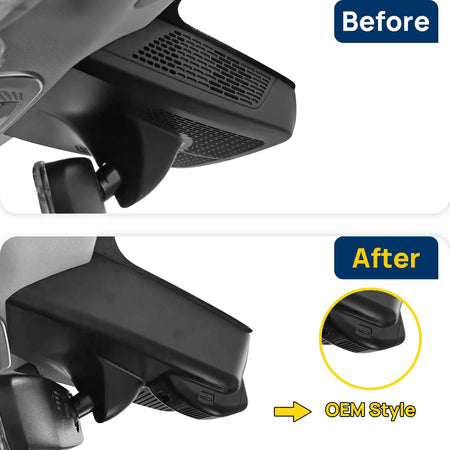 Vorher-Nachher Vergleich: Xplywi 1080P Frontkamera Dashcam Kompatibel mit Lynk & Co 01 2023-2025, diskrete OEM-Installation