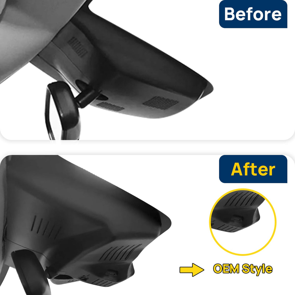 Vorher-Nachher Vergleich: Xplywi 1080P Frontkamera Dashcam Kompatibel mit Dongfeng Fengshen Aeolus AX7 Shine MAX A9 2020-2025, diskrete OEM-Installation