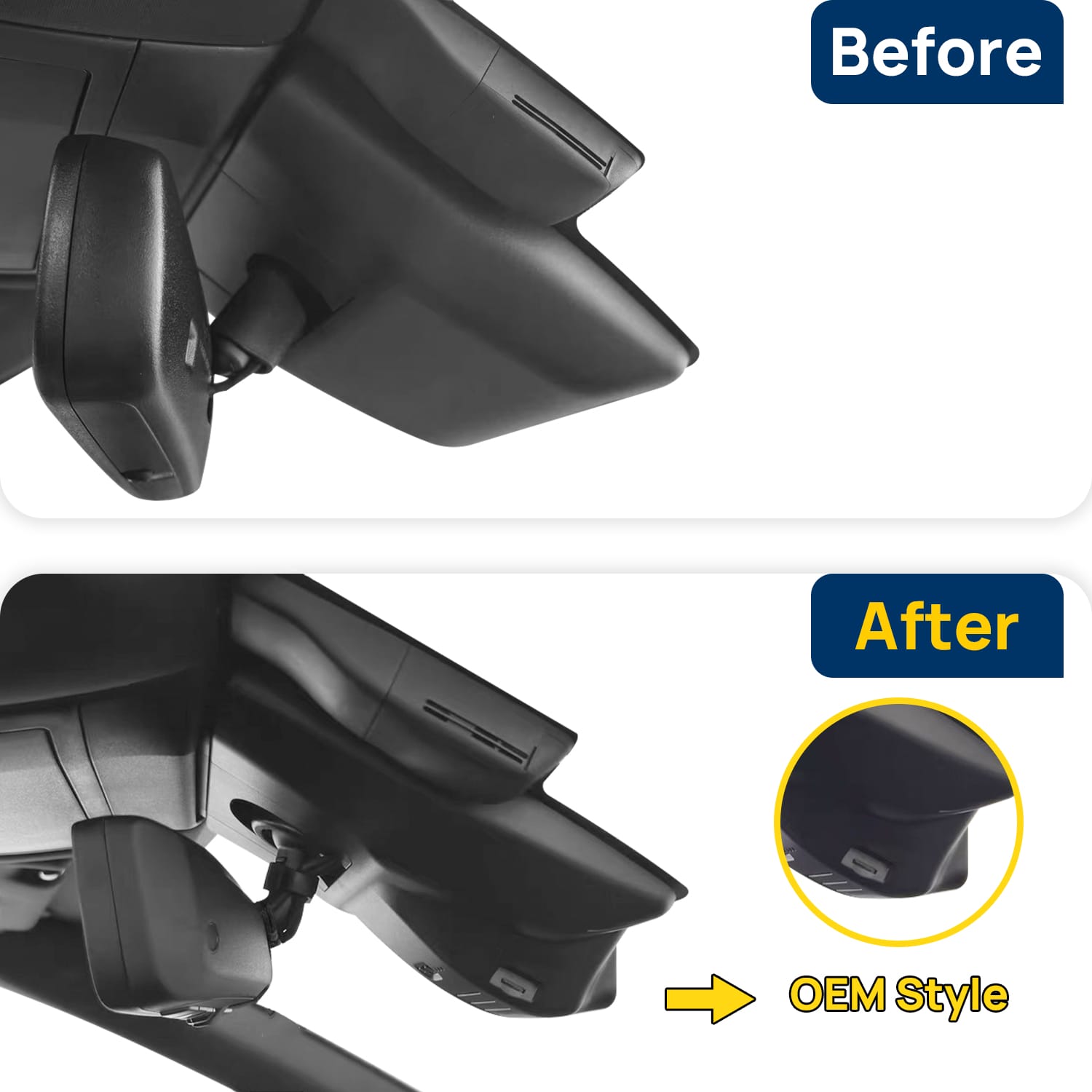 Vorher-Nachher Vergleich: Xplywi 2K/1080P Doppel Dashcam Autokamera Kompatibel mit Lexus RX 350h 500h RX500h RX350h 2023-2025, diskrete OEM-Installation