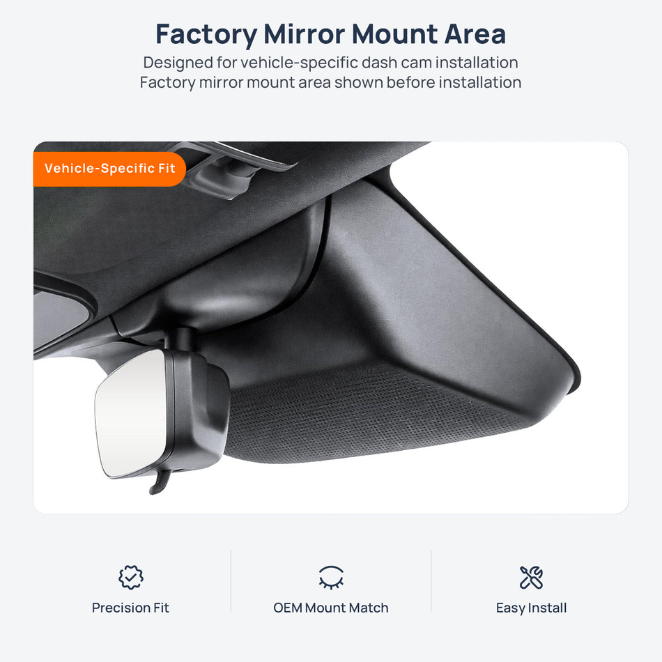 Factory mirror mount area for ARCFOX Alpha T5 dash cam installation