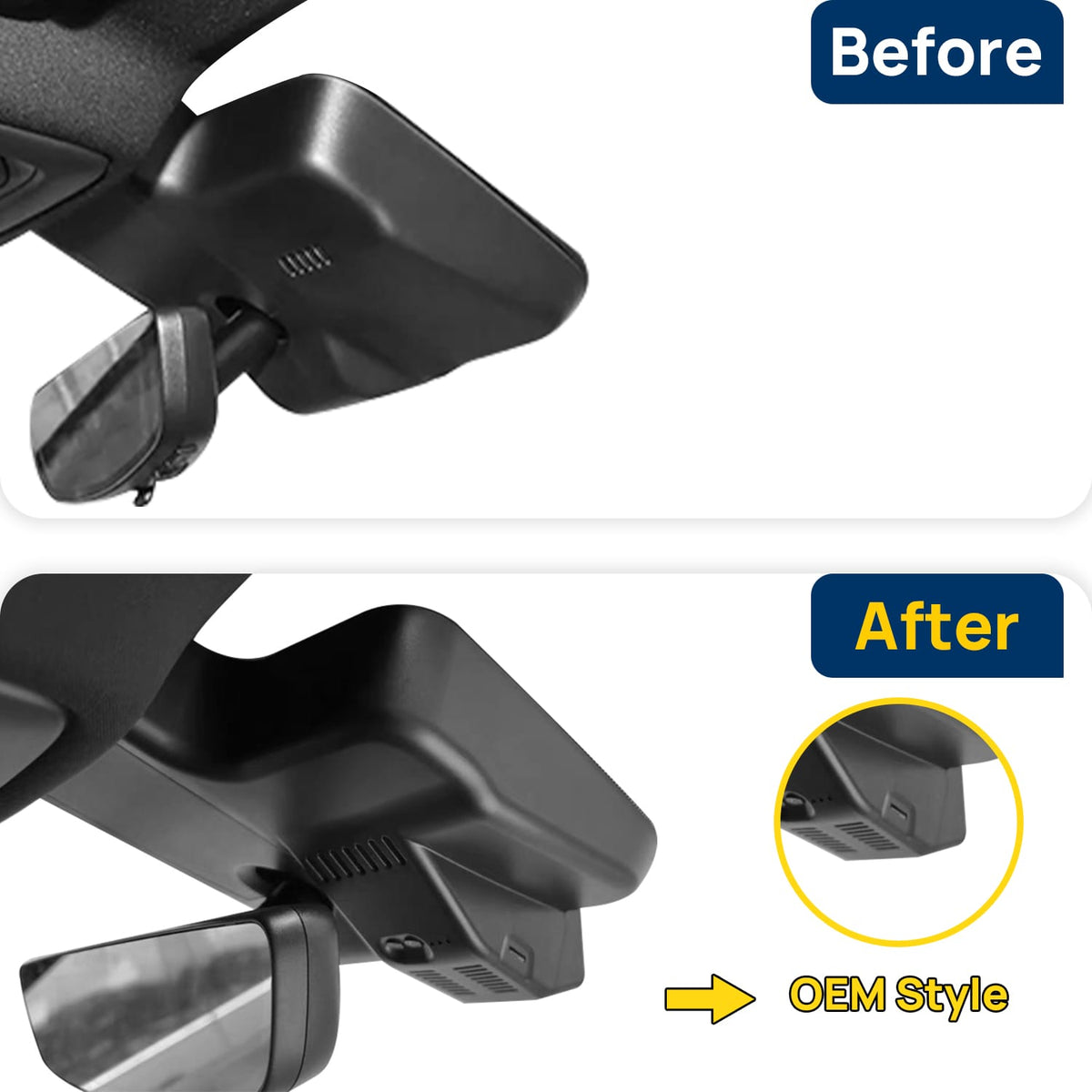 Vorher-Nachher Vergleich: Xplywi 2K/1080P Doppel Dashcam Autokamera Kompatibel mit Chevrolet Trax Seeker 2022-2025, diskrete OEM-Installation