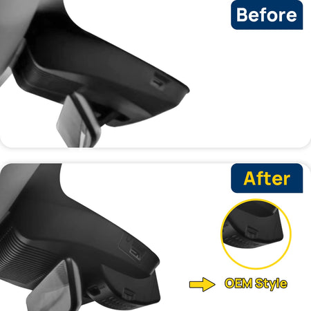 Vorher-Nachher Vergleich: Xplywi 1080P Frontkamera Dashcam Kompatibel mit MG ONE 2021-2023, diskrete OEM-Installation