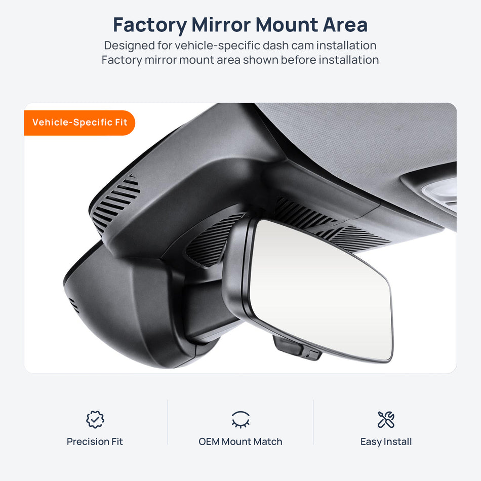 Factory mirror mount area for MINI Cooper (Cooper E/Cooper SE) J01 dash cam installation