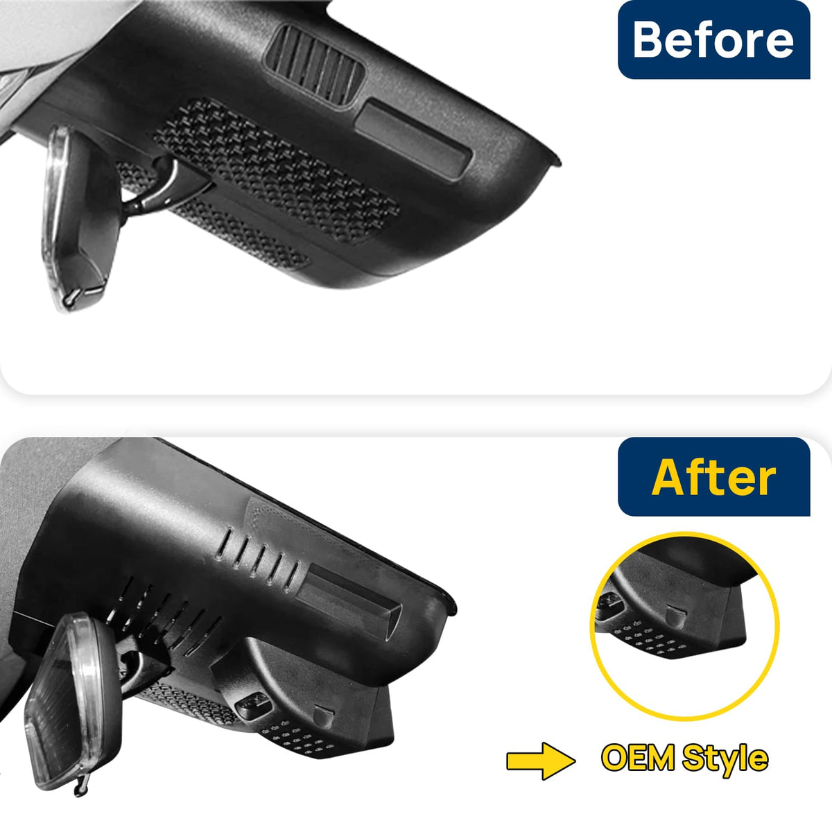 Vorher-Nachher Vergleich: Xplywi 2K Frontkamera Dashcam Kompatibel mit JETOUR X90 2022 2023, diskrete OEM-Installation