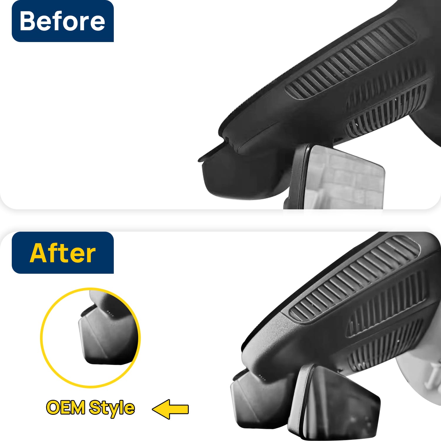 Vorher-Nachher Vergleich: Xplywi 1080P Frontkamera Dashcam Kompatibel mit Mercedes-Benz GLS450 X166 2019-2025, diskrete OEM-Installation