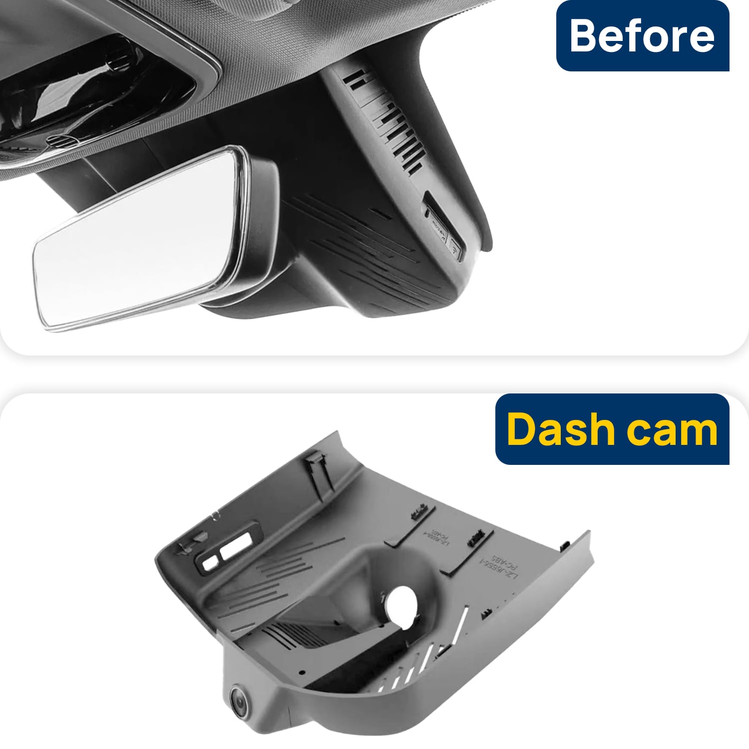 Vorher-Nachher Vergleich: Xplywi 2K Frontkamera Dashcam Kompatibel mit Lynk & Co 02 PHEV Hatchback 2018-2022, diskrete OEM-Installation
