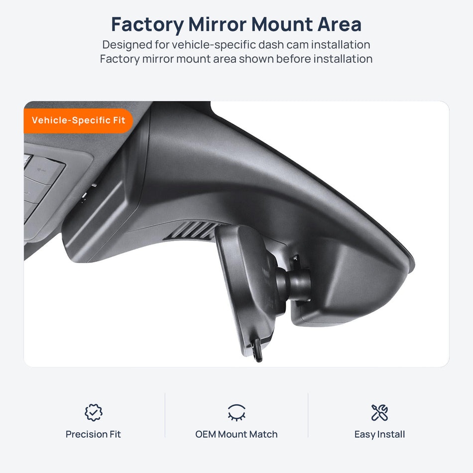 Factory mirror mount area for Mazda CX-30 EV dash cam installation