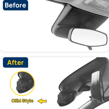 Vorher-Nachher Vergleich: Xplywi 4K Frontkamera Dashcam Kompatibel mit Chevrolet Trax Tracker U200 Holden Trax TJ 2013-2022, diskrete OEM-Installation