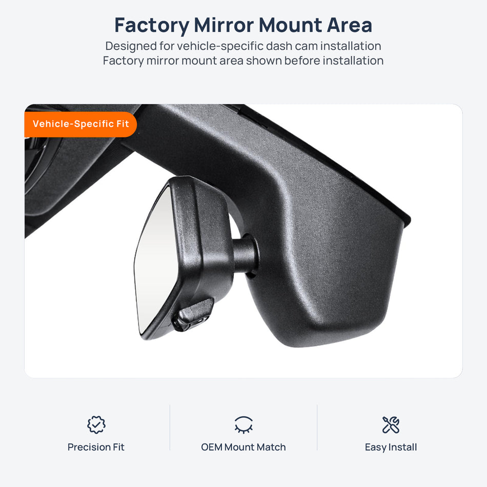Factory mirror mount area for Toyota GR Supra dash cam installation