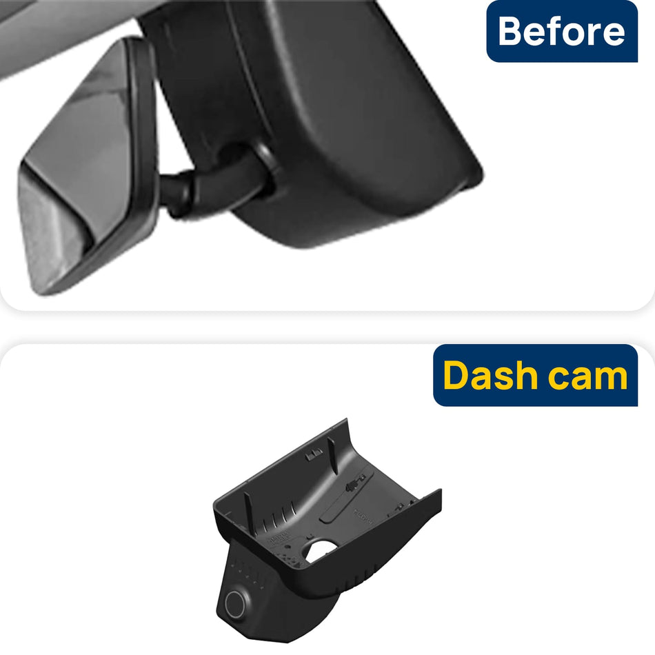 Vorher-Nachher Vergleich: Xplywi 1080P Frontkamera Dashcam Kompatibel mit BAIC BJ40 2024, diskrete OEM-Installation