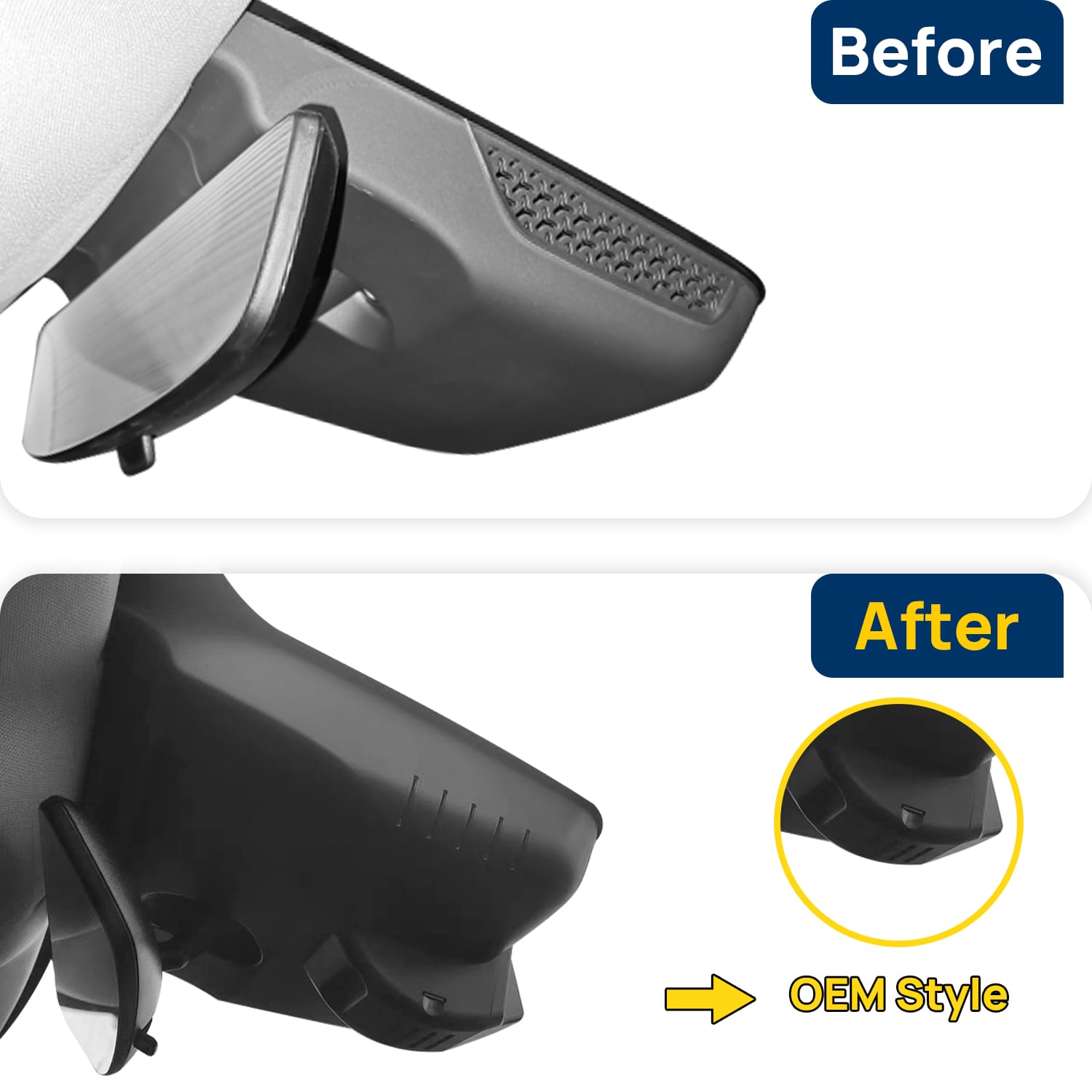 Vorher-Nachher Vergleich: Xplywi 2K/1080P Doppel Dashcam Autokamera Kompatibel mit Roewe RX5 Plus MG RX5 2021-2025, diskrete OEM-Installation