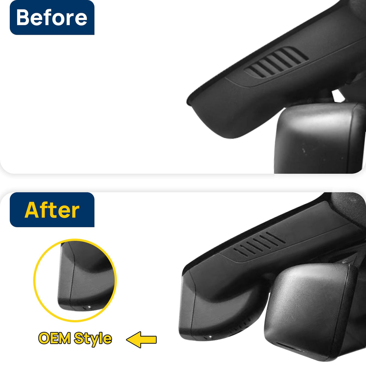 Vorher-Nachher Vergleich: Xplywi 4K Frontkamera Dashcam Kompatibel mit Mercedes-Benz A-Class A180 W176 2015 2018, diskrete OEM-Installation