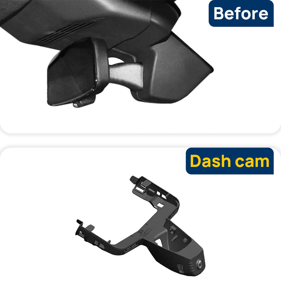 Vorher-Nachher Vergleich: Xplywi 4K/1080P Doppel Dashcam Autokamera Kompatibel mit BMW i7 G70 BEV 2023, diskrete OEM-Installation