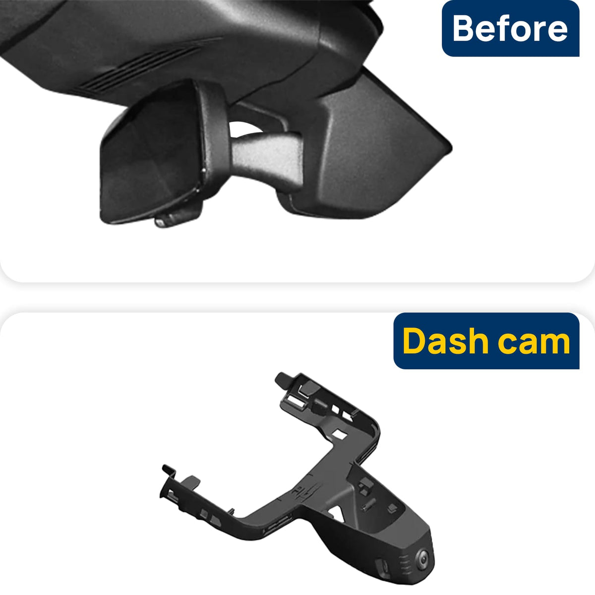 Vorher-Nachher Vergleich: Xplywi 2K/1080P Doppel Dashcam Autokamera Kompatibel mit BMW i7 G70 BEV 2023, diskrete OEM-Installation