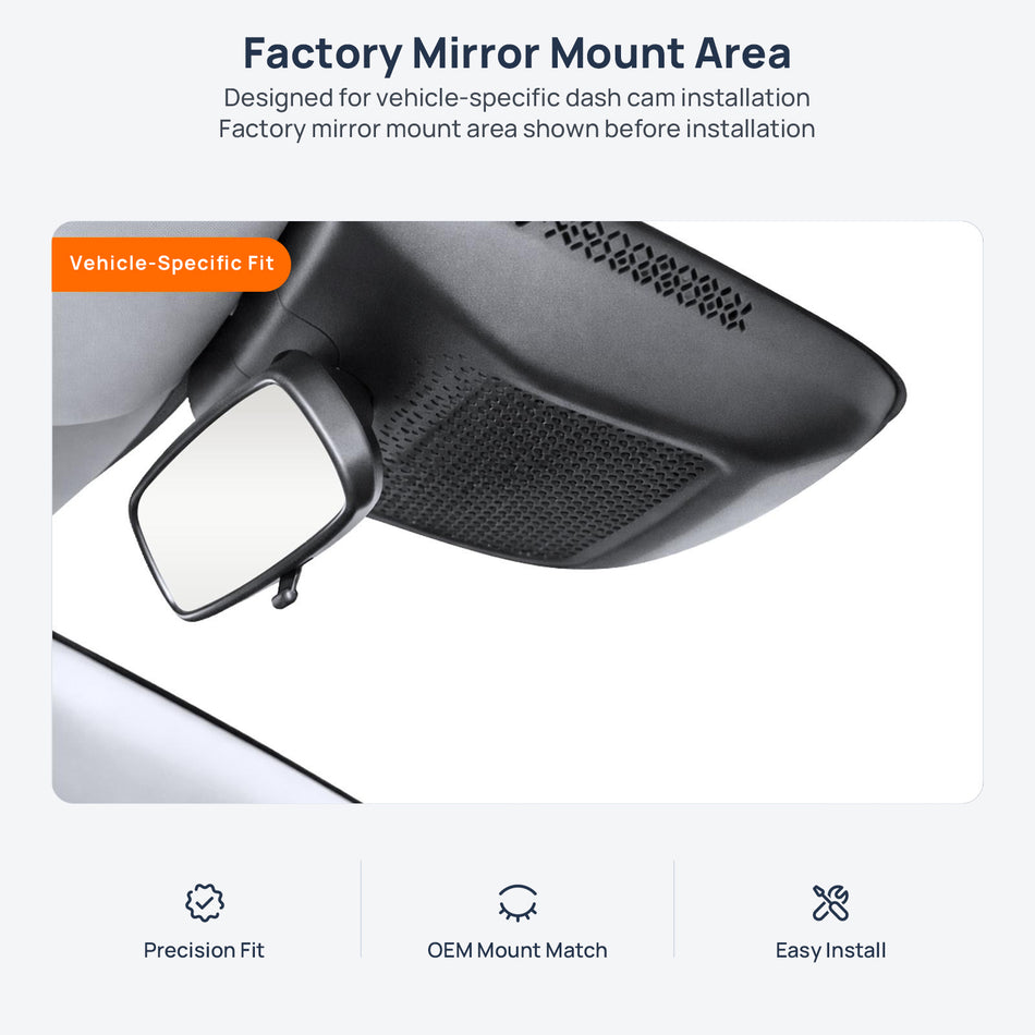 Factory mirror mount area for ARCFOX T1 dash cam installation