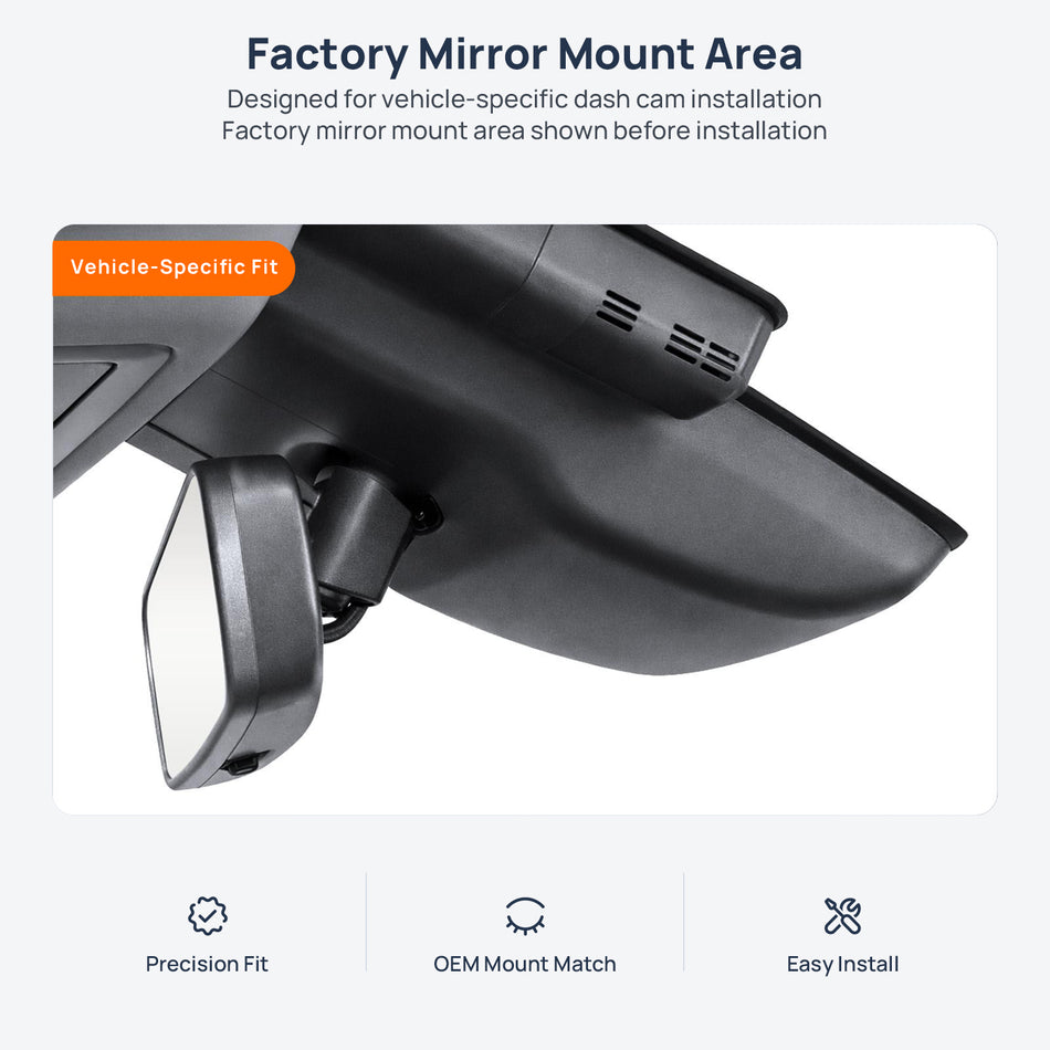 Factory mirror mount area for Lexus RX dash cam installation