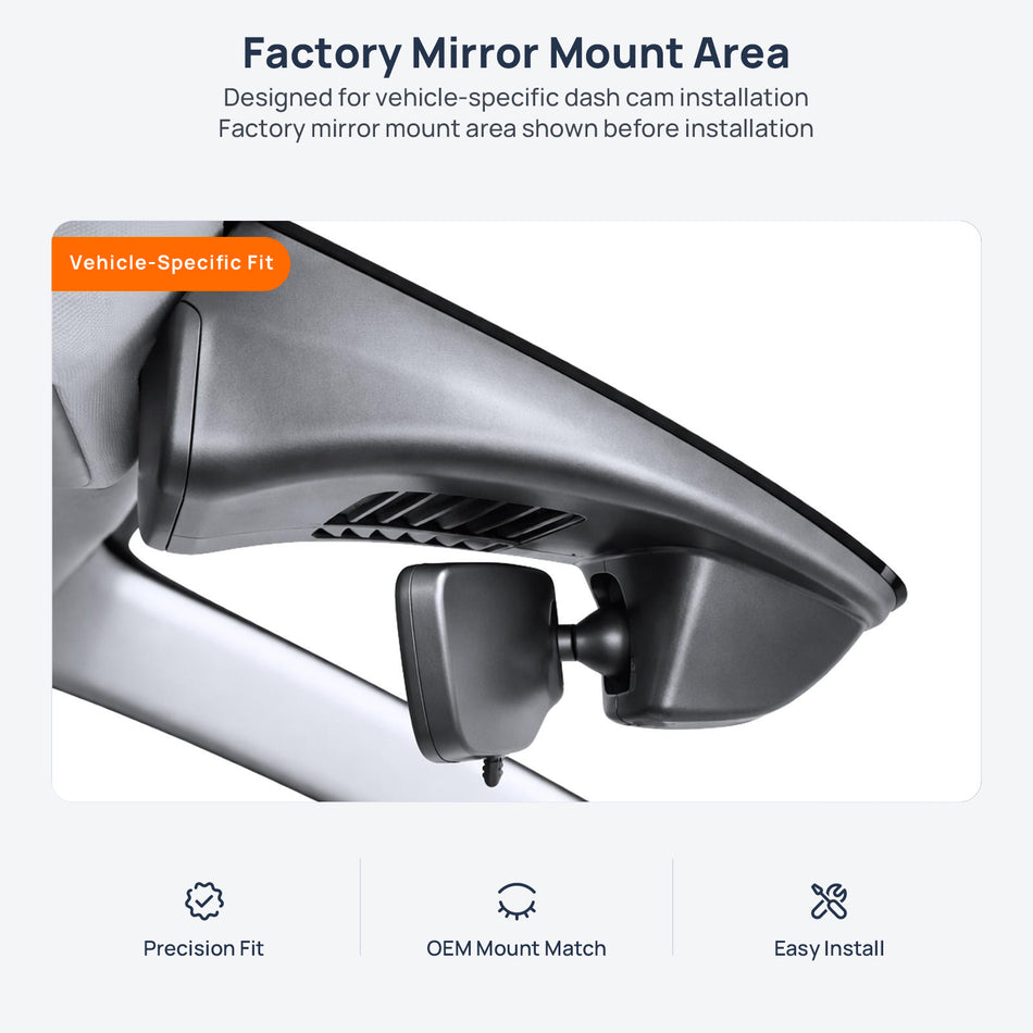 Factory mirror mount area for Mazda CX-90 dash cam installation