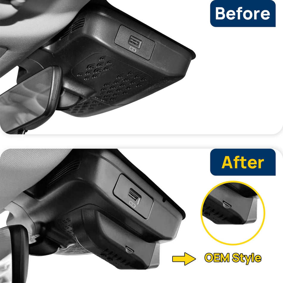 Vorher-Nachher Vergleich: Xplywi 4K/1080P Doppel Dashcam Autokamera Kompatibel mit Chery Arrizo 8 Pro 2022-2025, diskrete OEM-Installation