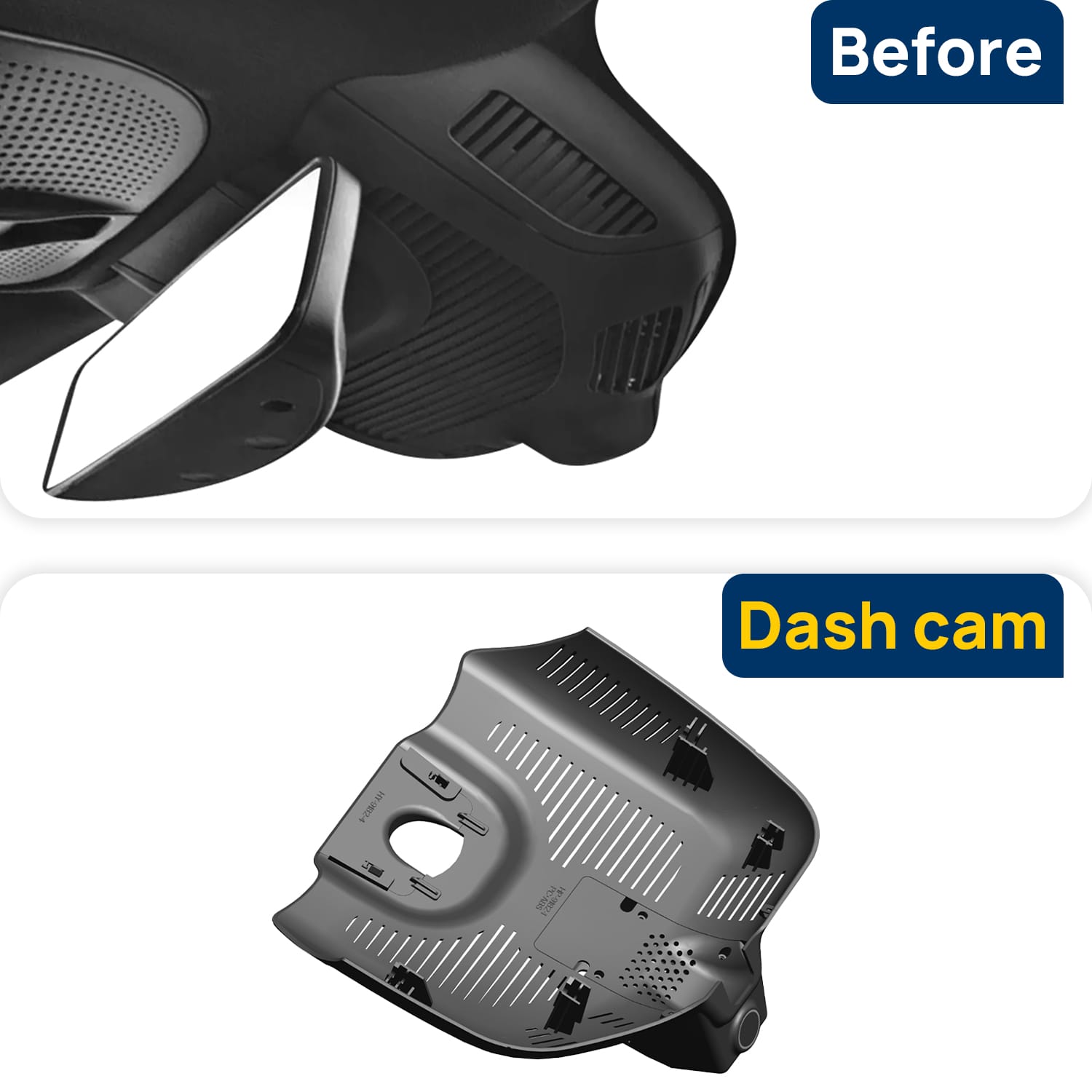 Vorher-Nachher Vergleich: Xplywi 2K/1080P Doppel Dashcam Autokamera Kompatibel mit Mercedes-Benz AMG GT50 GT55 C192 2025, diskrete OEM-Installation