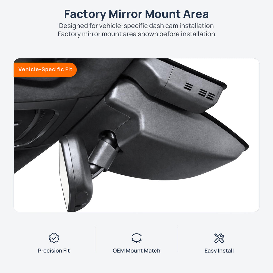 Factory mirror mount area for Lexus LS dash cam installation
