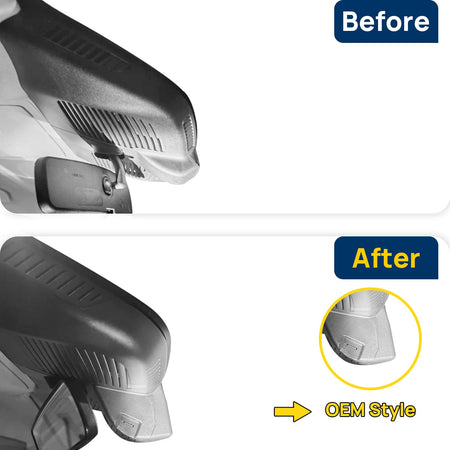 Vorher-Nachher Vergleich: Xplywi 1080P Frontkamera Dashcam Kompatibel mit Mercedes-Benz V-Class V300 W447 Vito 2024 2025, diskrete OEM-Installation