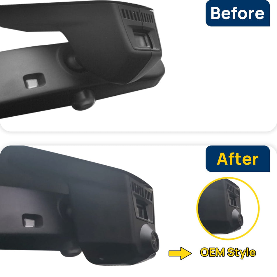 Vorher-Nachher Vergleich: Xplywi 2K Frontkamera Dashcam Kompatibel mit BMW 2 Series Coupe F44 2019, diskrete OEM-Installation