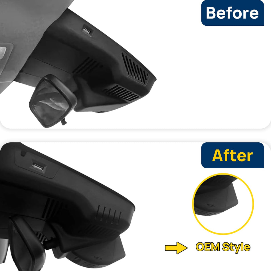 Vorher-Nachher Vergleich: Xplywi 4K Frontkamera Dashcam Kompatibel mit Ford Ranger 2023-2025, diskrete OEM-Installation