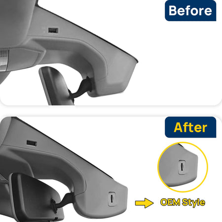 Vorher-Nachher Vergleich: Xplywi 2K/1080P Doppel Dashcam Autokamera Kompatibel mit Volkswagen Jetta 2023 2024, diskrete OEM-Installation