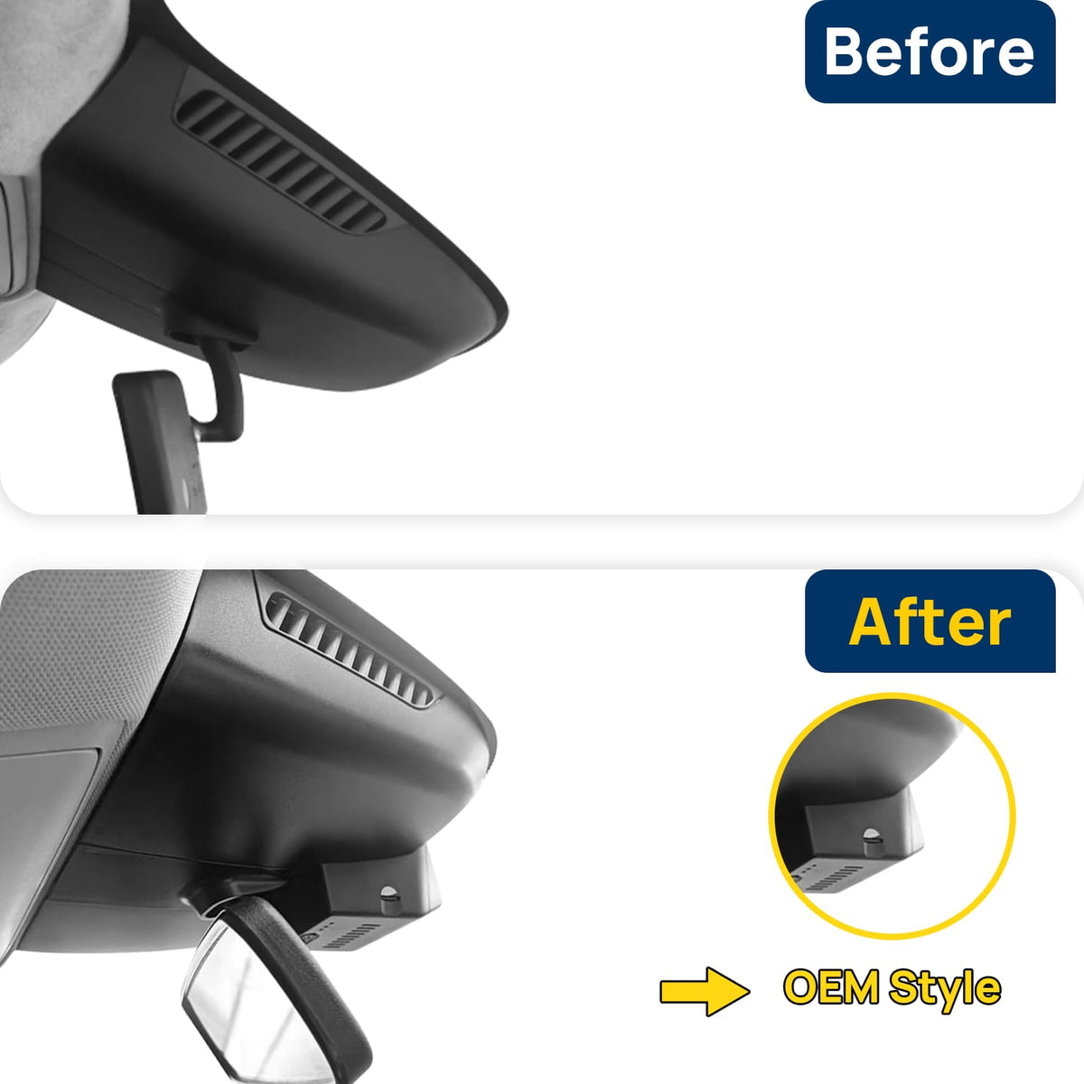 Vorher-Nachher Vergleich: Xplywi 4K Frontkamera Dashcam Kompatibel mit Mercedes-Benz Vito W447 W639 2016-2020, diskrete OEM-Installation