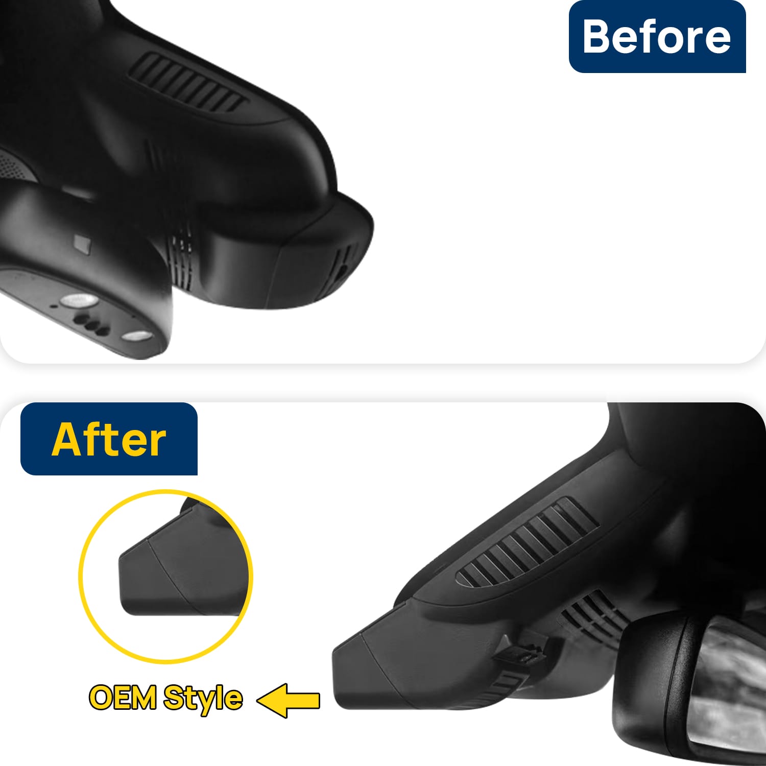 Vorher-Nachher Vergleich: Xplywi 4K Frontkamera Dashcam Kompatibel mit Mercedes-Benz S-Class S300 S320 S350 S400 S450 S500 S600 W222 C217 A217 2014-2019, diskrete OEM-Installation