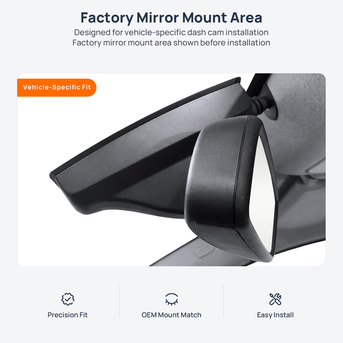Factory mirror mount area for BMW 3 Series E90/E91/E92/E93 dash cam installation