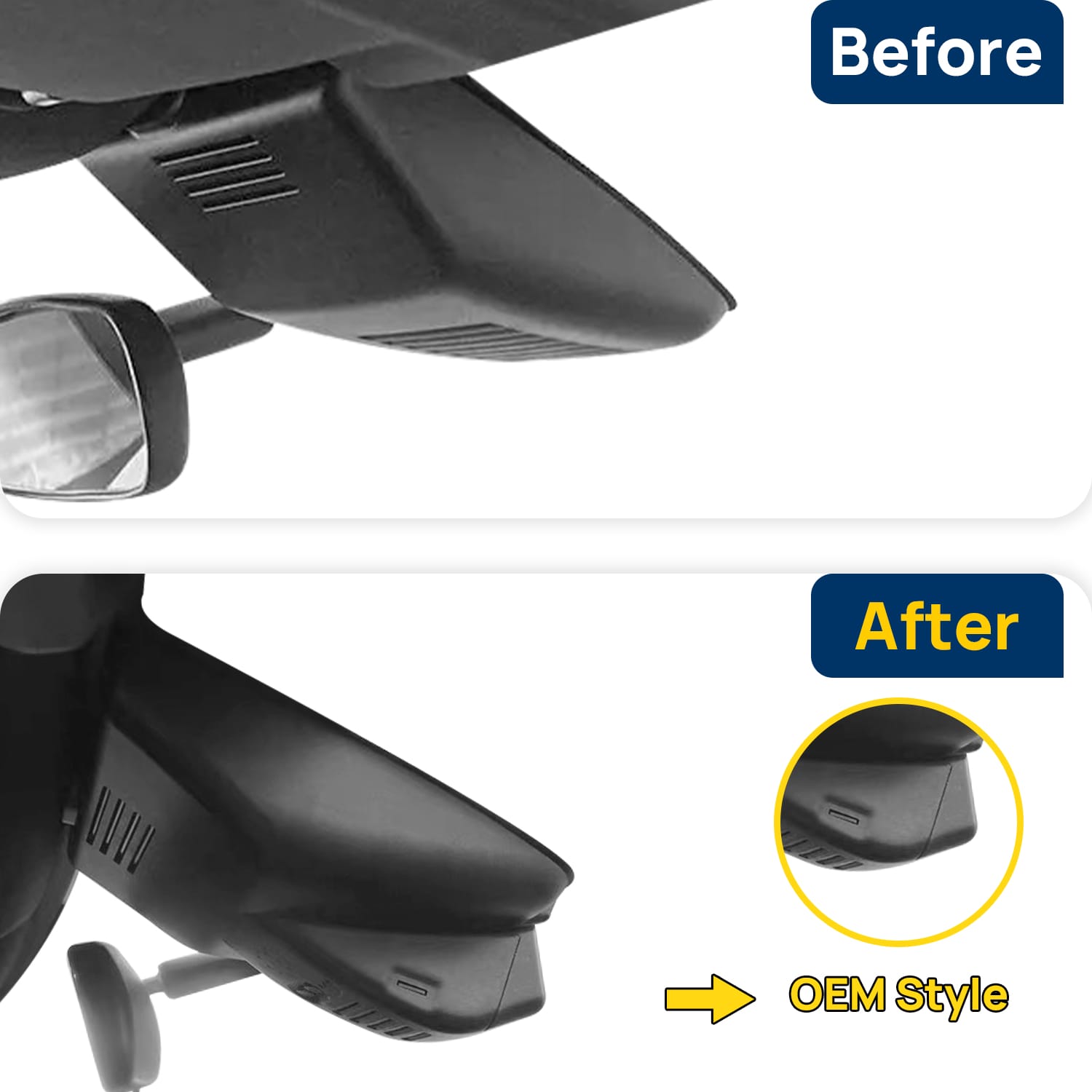 Vorher-Nachher Vergleich: Xplywi 4K Frontkamera Dashcam Kompatibel mit Honda Inspire 2019-2022, diskrete OEM-Installation