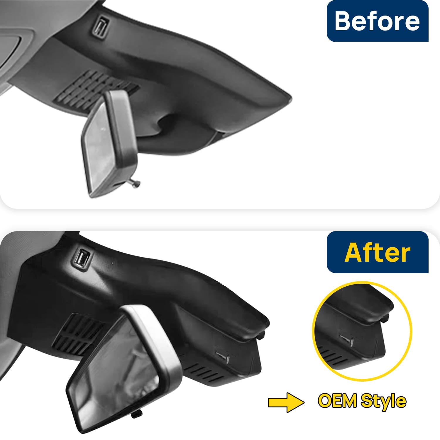 Vorher-Nachher Vergleich: Xplywi 4K Frontkamera Dashcam Kompatibel mit MG ZS ZX EZS ZST VS Astor 2020-2023, diskrete OEM-Installation