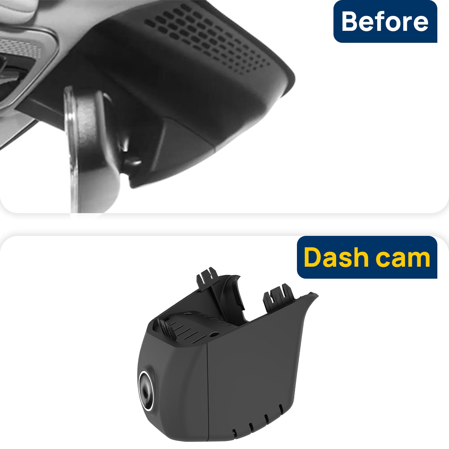 Vorher-Nachher Vergleich: Xplywi 2K Frontkamera Dashcam Kompatibel mit Lynk & Co 01 2021 2022, diskrete OEM-Installation